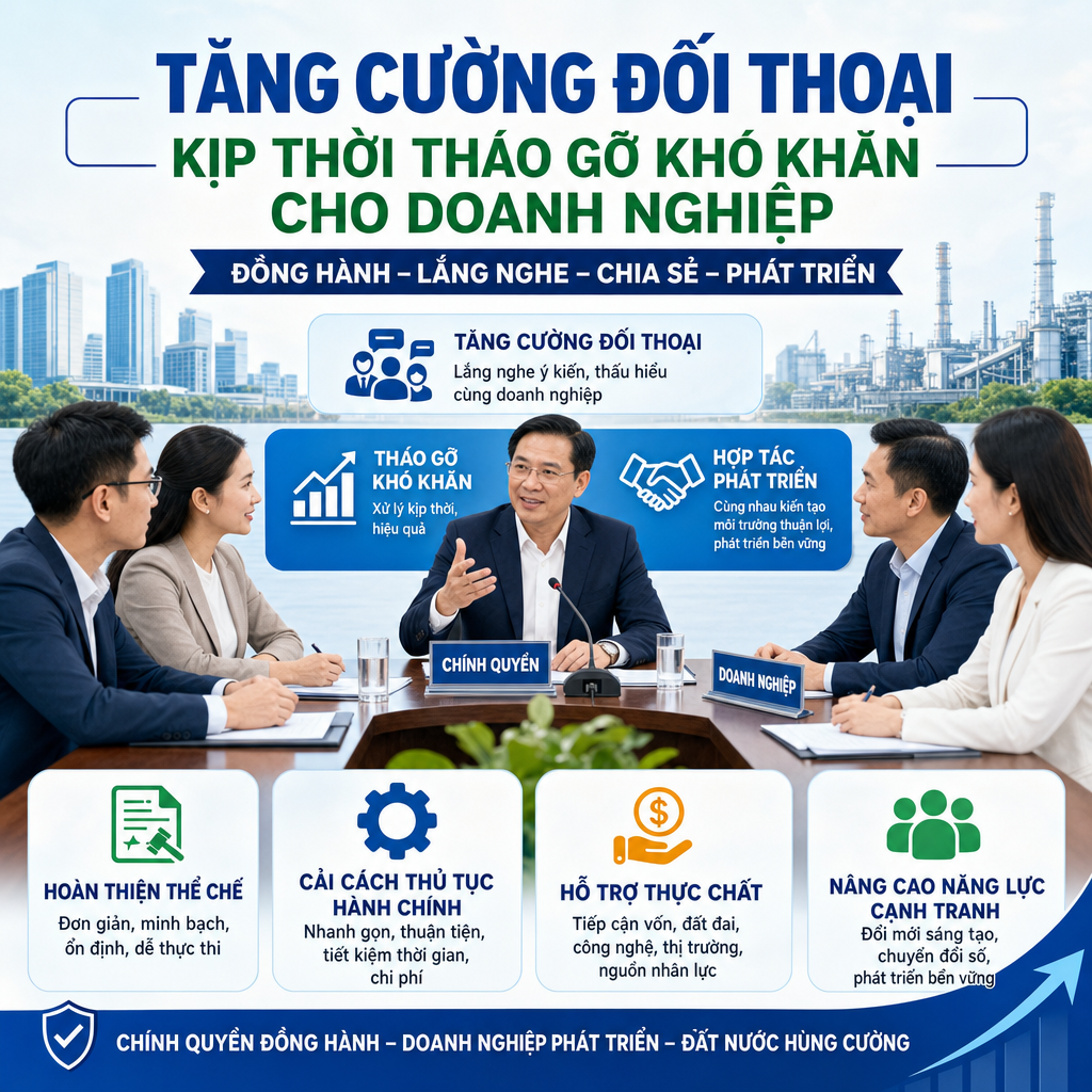 Tăng cường đối thoại, kịp thời tháo gỡ khó khăn cho doanh nghiệp